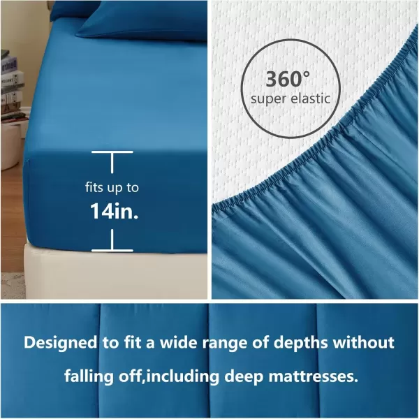 imageCozyLux Full Size Comforter Sets  7 Pieces Bed in a Bag Set Black Comforter Full Size Bedding Sets with All Season Quilted Comforter Flat Sheet Fitted Sheet Pillowcases Black FullTeal