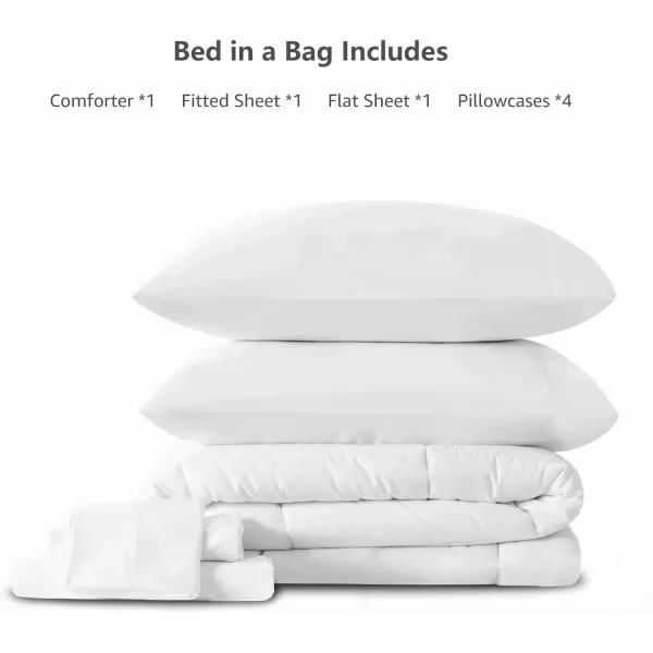 imageCozyLux Full Size Comforter Sets  7 Pieces Bed in a Bag Set Black Comforter Full Size Bedding Sets with All Season Quilted Comforter Flat Sheet Fitted Sheet Pillowcases Black FullWhite