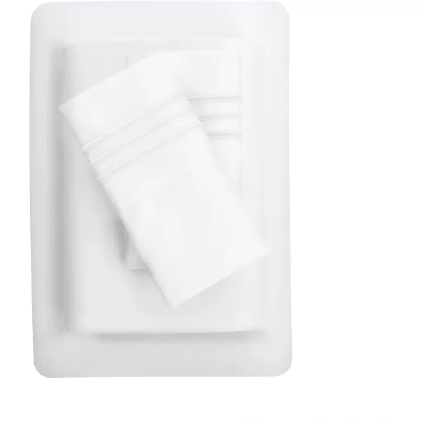 imageCozyLux Hotel Luxury Queen Bed Sheets Set  1800 Series 4Piece Embroidered Microfiber Sheets Double Brushed 16quot Deep Pocket Soft and WrinkleResistant WhiteWhite