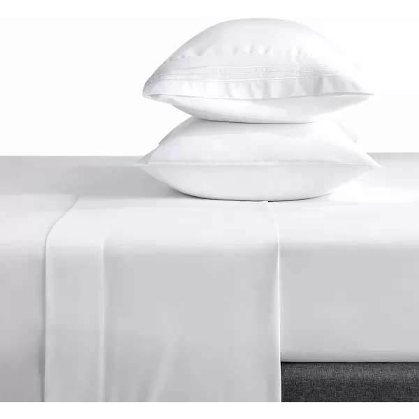 imageCozyLux Hotel Luxury Queen Bed Sheets Set  1800 Series 4Piece Embroidered Microfiber Sheets Double Brushed 16quot Deep Pocket Soft and WrinkleResistant WhiteWhite