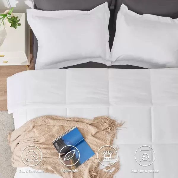 imageCozyLux King Size Comforter Set  Black Comforter King Size 3 Pieces Box Stitched Bed Set for All Seasons Soft Lightweight Bedding Sets with 1 Down Alternative Comforter and 2 Pillow ShamsWhite