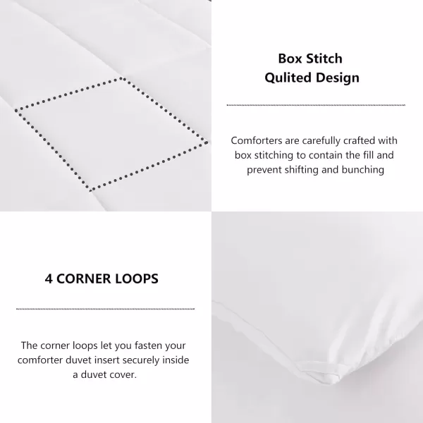 imageCozyLux King Size Comforter Set  Black Comforter King Size 3 Pieces Box Stitched Bed Set for All Seasons Soft Lightweight Bedding Sets with 1 Down Alternative Comforter and 2 Pillow ShamsWhite