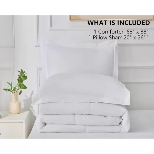 imageCozyLux King Size Comforter Set  Black Comforter King Size 3 Pieces Box Stitched Bed Set for All Seasons Soft Lightweight Bedding Sets with 1 Down Alternative Comforter and 2 Pillow ShamsWhite