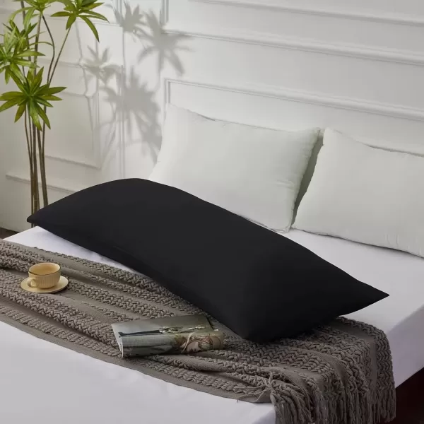 imageCozyLux Pillow Cases Standard Size Set of 2 Luxury 1800 Series Double Brushed Microfiber Bed Pillow Cases Embroidered 2 Pack 20x26 Beige Pillow Covers with Envelope Closure Soft and ComfortableBlack