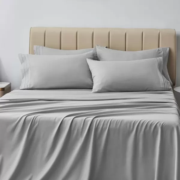 imageCozyLux Pillow Cases Standard Size Set of 2 Luxury 1800 Series Double Brushed Microfiber Bed Pillow Cases Embroidered 2 Pack 20x26 Beige Pillow Covers with Envelope Closure Soft and ComfortableLight Grey