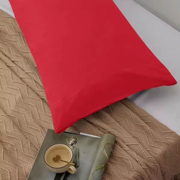 imageCozyLux Pillow Cases Standard Size Set of 2 Luxury 1800 Series Double Brushed Microfiber Bed Pillow Cases Embroidered 2 Pack 20x26 Beige Pillow Covers with Envelope Closure Soft and ComfortableRed