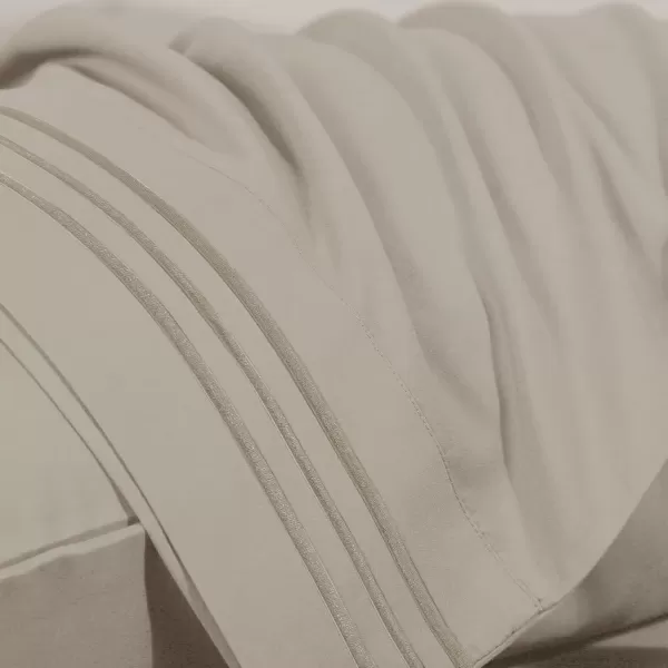 imageCozyLux Pillow Cases Standard Size Set of 2 Luxury 1800 Series Double Brushed Microfiber Bed Pillow Cases Embroidered 2 Pack 20x26 Beige Pillow Covers with Envelope Closure Soft and ComfortableBeige