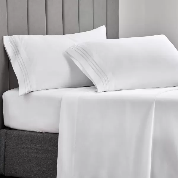 imageCozyLux Pillow Cases Standard Size Set of 2 Luxury 1800 Series Double Brushed Microfiber Bed Pillow Cases Embroidered 2 Pack 20x26 Beige Pillow Covers with Envelope Closure Soft and ComfortableWhiteno Pillows
