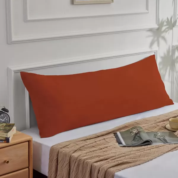 imageCozyLux Pillow Cases Standard Size Set of 2 Luxury 1800 Series Double Brushed Microfiber Bed Pillow Cases Embroidered 2 Pack 20x26 Beige Pillow Covers with Envelope Closure Soft and ComfortableBurnt Orange