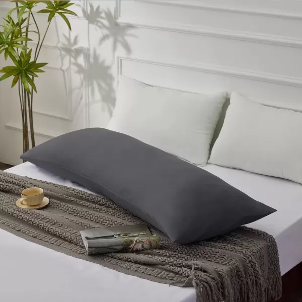 imageCozyLux Pillow Cases Standard Size Set of 2 Luxury 1800 Series Double Brushed Microfiber Bed Pillow Cases Embroidered 2 Pack 20x26 Beige Pillow Covers with Envelope Closure Soft and ComfortableDark Grey