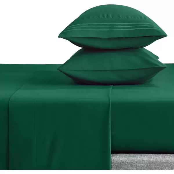 imageCozyLux Pillow Cases Standard Size Set of 2 Luxury 1800 Series Double Brushed Microfiber Bed Pillow Cases Embroidered 2 Pack 20x26 Beige Pillow Covers with Envelope Closure Soft and ComfortableForest Green
