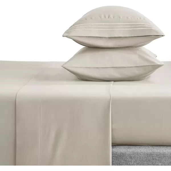 imageCozyLux Pillow Cases Standard Size Set of 2 Luxury 1800 Series Double Brushed Microfiber Bed Pillow Cases Embroidered 2 Pack 20x26 Beige Pillow Covers with Envelope Closure Soft and ComfortableBeige