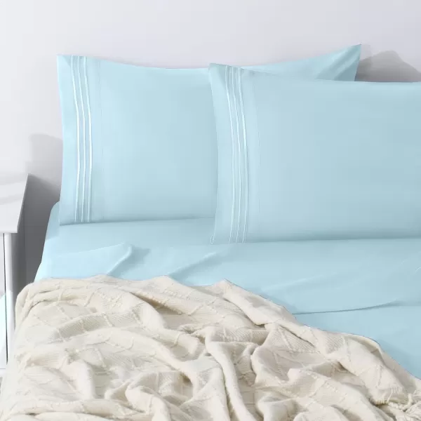 imageCozyLux Pillow Cases Standard Size Set of 2 Luxury 1800 Series Double Brushed Microfiber Bed Pillow Cases Embroidered 2 Pack 20x26 Beige Pillow Covers with Envelope Closure Soft and ComfortableSpa Blue