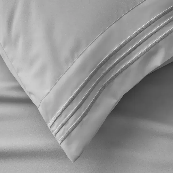 imageCozyLux Pillow Cases Standard Size Set of 2 Luxury 1800 Series Double Brushed Microfiber Bed Pillow Cases Embroidered 2 Pack 20x26 Beige Pillow Covers with Envelope Closure Soft and ComfortableLight Grey