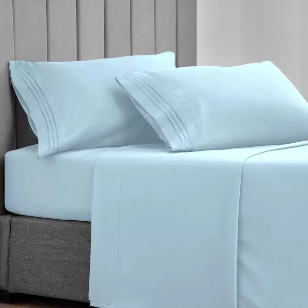 imageCozyLux Pillow Cases Standard Size Set of 2 Luxury 1800 Series Double Brushed Microfiber Bed Pillow Cases Embroidered 2 Pack 20x26 Beige Pillow Covers with Envelope Closure Soft and ComfortableSpa Blue