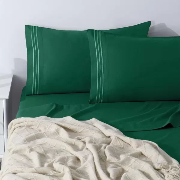 imageCozyLux Pillow Cases Standard Size Set of 2 Luxury 1800 Series Double Brushed Microfiber Bed Pillow Cases Embroidered 2 Pack 20x26 Beige Pillow Covers with Envelope Closure Soft and ComfortableForest Green