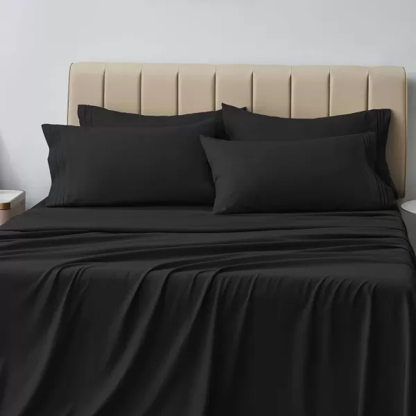imageCozyLux Pillow Cases Standard Size Set of 2 Luxury 1800 Series Double Brushed Microfiber Bed Pillow Cases Embroidered 2 Pack 20x26 Beige Pillow Covers with Envelope Closure Soft and ComfortableBlack