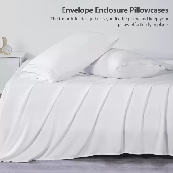 imageCozyLux Pillow Cases Standard Size Set of 2 Luxury 1800 Series Double Brushed Microfiber Bed Pillow Cases Embroidered 2 Pack 20x26 Beige Pillow Covers with Envelope Closure Soft and ComfortableWhiteno Pillows