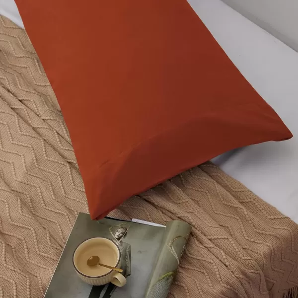imageCozyLux Pillow Cases Standard Size Set of 2 Luxury 1800 Series Double Brushed Microfiber Bed Pillow Cases Embroidered 2 Pack 20x26 Beige Pillow Covers with Envelope Closure Soft and ComfortableBurnt Orange