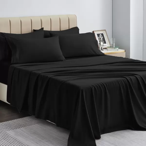 imageCozyLux Pillow Cases Standard Size Set of 2 Luxury 1800 Series Double Brushed Microfiber Bed Pillow Cases Embroidered 2 Pack 20x26 Beige Pillow Covers with Envelope Closure Soft and ComfortableBlack