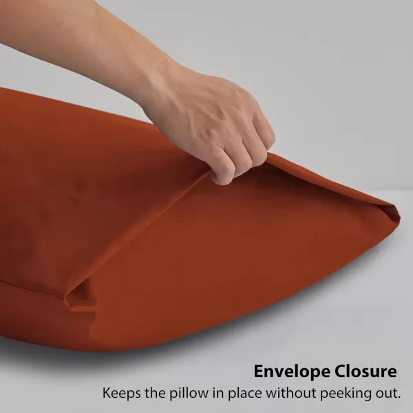 imageCozyLux Pillow Cases Standard Size Set of 2 Luxury 1800 Series Double Brushed Microfiber Bed Pillow Cases Embroidered 2 Pack 20x26 Beige Pillow Covers with Envelope Closure Soft and ComfortableBurnt Orange