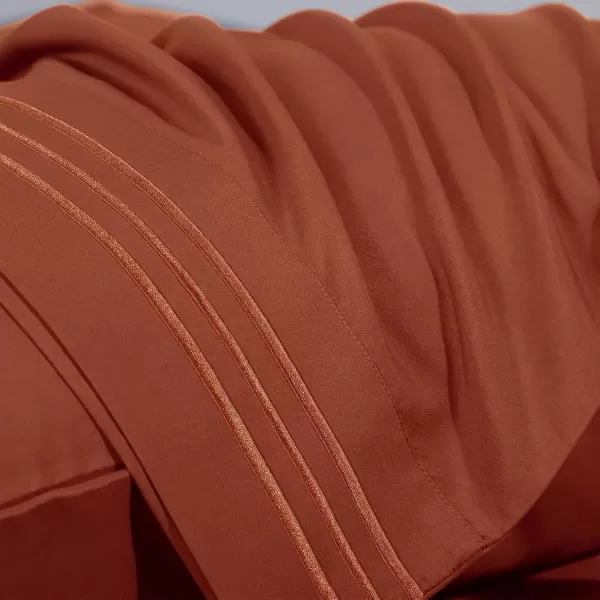 imageCozyLux Pillow Cases Standard Size Set of 2 Luxury 1800 Series Double Brushed Microfiber Bed Pillow Cases Embroidered 2 Pack 20x26 Beige Pillow Covers with Envelope Closure Soft and ComfortableBurnt Orange