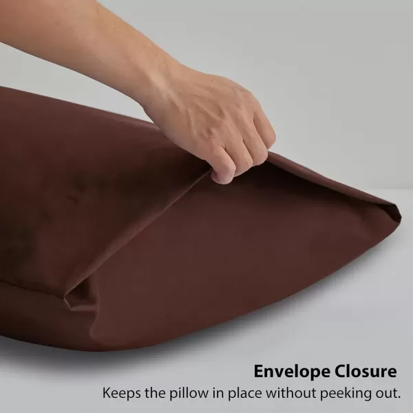 imageCozyLux Pillow Cases Standard Size Set of 2 Luxury 1800 Series Double Brushed Microfiber Bed Pillow Cases Embroidered 2 Pack 20x26 Beige Pillow Covers with Envelope Closure Soft and ComfortableBrown