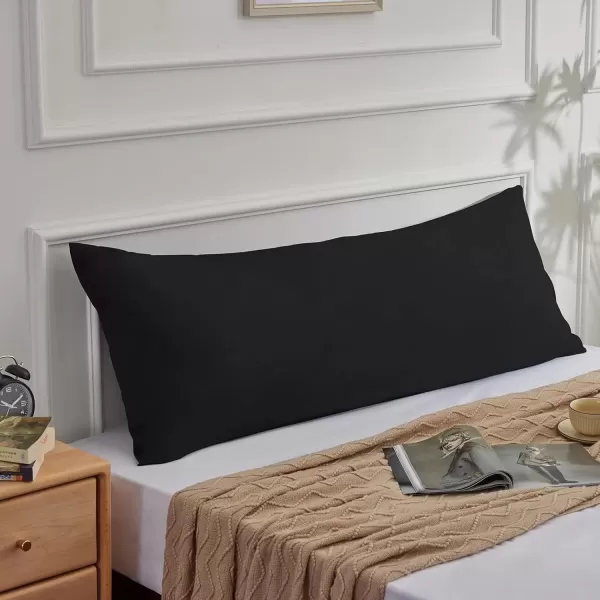 imageCozyLux Pillow Cases Standard Size Set of 2 Luxury 1800 Series Double Brushed Microfiber Bed Pillow Cases Embroidered 2 Pack 20x26 Beige Pillow Covers with Envelope Closure Soft and ComfortableBlack