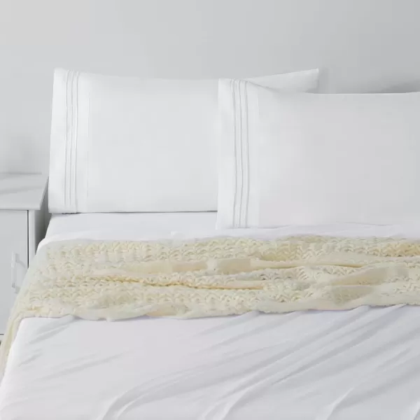 imageCozyLux Pillow Cases Standard Size Set of 2 Luxury 1800 Series Double Brushed Microfiber Bed Pillow Cases Embroidered 2 Pack 20x26 Beige Pillow Covers with Envelope Closure Soft and ComfortableWhiteno Pillows