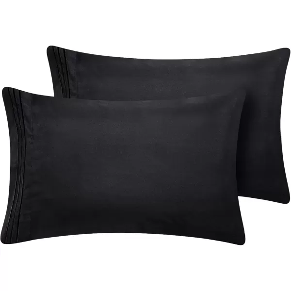 imageCozyLux Pillow Cases Standard Size Set of 2 Luxury 1800 Series Double Brushed Microfiber Bed Pillow Cases Embroidered 2 Pack 20x26 Beige Pillow Covers with Envelope Closure Soft and ComfortableBlack