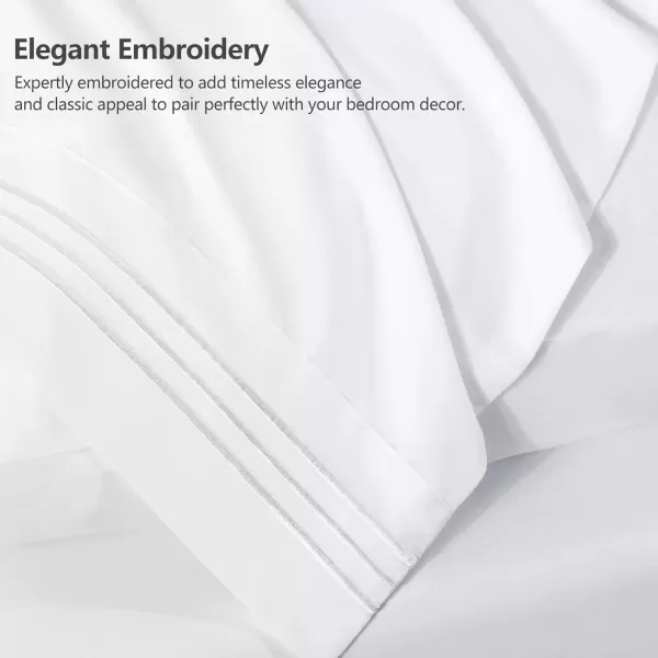 imageCozyLux Pillow Cases Standard Size Set of 2 Luxury 1800 Series Double Brushed Microfiber Bed Pillow Cases Embroidered 2 Pack 20x26 Beige Pillow Covers with Envelope Closure Soft and ComfortableWhiteno Pillows
