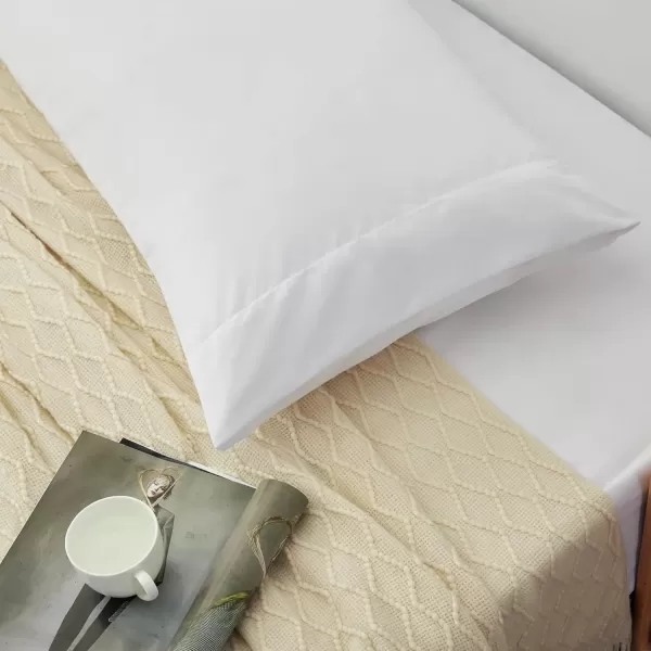 imageCozyLux Pillow Cases Standard Size Set of 2 Luxury 1800 Series Double Brushed Microfiber Bed Pillow Cases Embroidered 2 Pack 20x26 Beige Pillow Covers with Envelope Closure Soft and ComfortableWhiteno Pillows