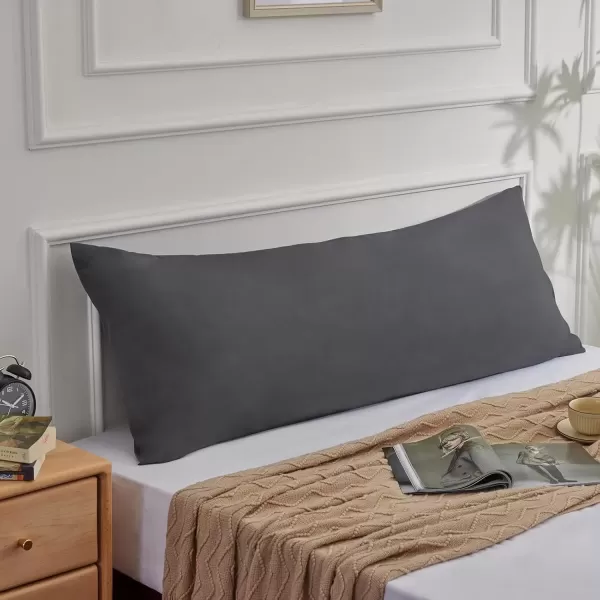 imageCozyLux Pillow Cases Standard Size Set of 2 Luxury 1800 Series Double Brushed Microfiber Bed Pillow Cases Embroidered 2 Pack 20x26 Beige Pillow Covers with Envelope Closure Soft and ComfortableDark Grey