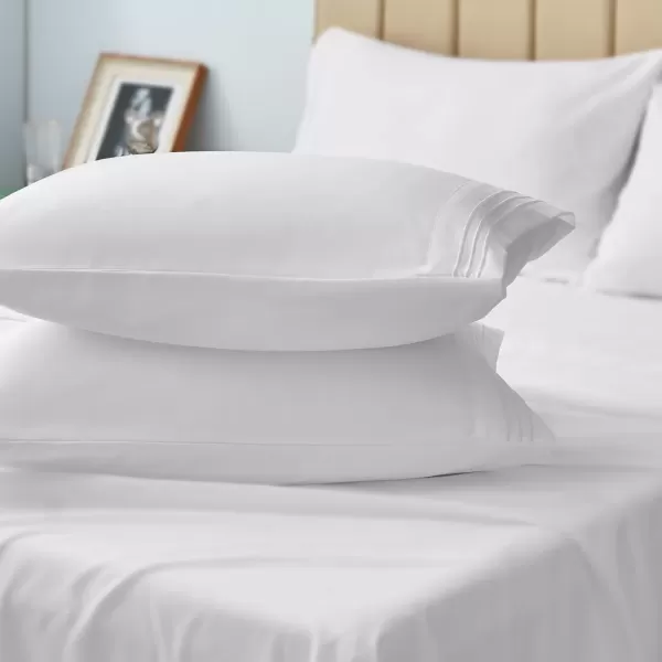 imageCozyLux Pillow Cases Standard Size Set of 2 Luxury 1800 Series Double Brushed Microfiber Bed Pillow Cases Embroidered 2 Pack 20x26 Beige Pillow Covers with Envelope Closure Soft and ComfortableWhiteno Pillows