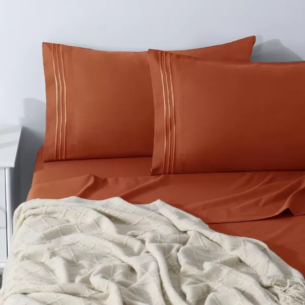imageCozyLux Pillow Cases Standard Size Set of 2 Luxury 1800 Series Double Brushed Microfiber Bed Pillow Cases Embroidered 2 Pack 20x26 Beige Pillow Covers with Envelope Closure Soft and ComfortableBurnt Orange