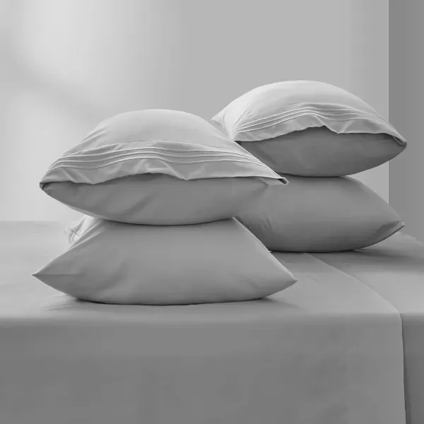 imageCozyLux Pillow Cases Standard Size Set of 2 Luxury 1800 Series Double Brushed Microfiber Bed Pillow Cases Embroidered 2 Pack 20x26 Beige Pillow Covers with Envelope Closure Soft and ComfortableLight Grey