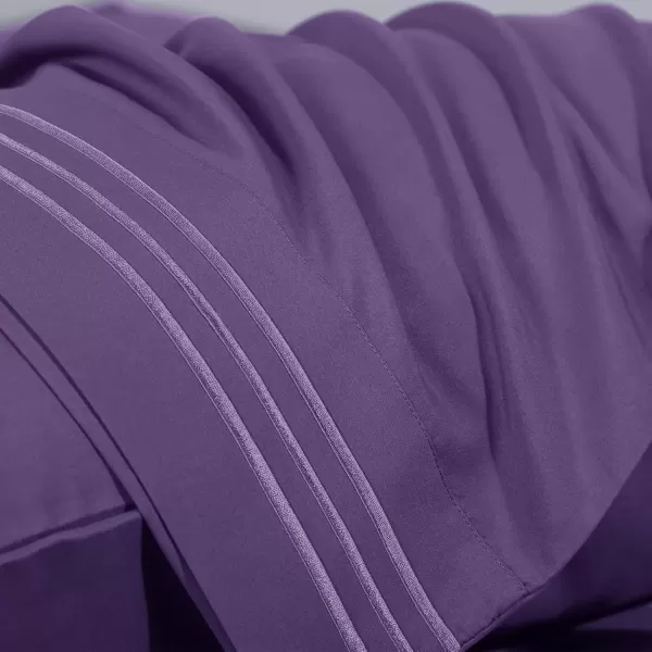 imageCozyLux Pillow Cases Standard Size Set of 2 Luxury 1800 Series Double Brushed Microfiber Bed Pillow Cases Embroidered 2 Pack 20x26 Beige Pillow Covers with Envelope Closure Soft and ComfortablePurple