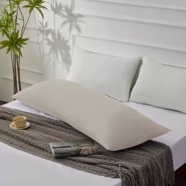 imageCozyLux Pillow Cases Standard Size Set of 2 Luxury 1800 Series Double Brushed Microfiber Bed Pillow Cases Embroidered 2 Pack 20x26 Beige Pillow Covers with Envelope Closure Soft and ComfortableBeige