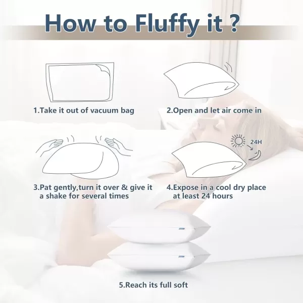 imageCozyLux Pillows Queen Size Set of 2 Hotel Quality Bed Pillows for Sleeping 2 Pack Cooling Pillows for Side Back and Stomach Sleepers Down Alternative Luxury Soft Supportive Fluffy Pillows 18x28Medium