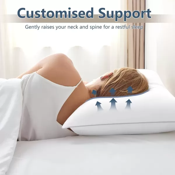 imageCozyLux Pillows Queen Size Set of 2 Hotel Quality Bed Pillows for Sleeping 2 Pack Cooling Pillows for Side Back and Stomach Sleepers Down Alternative Luxury Soft Supportive Fluffy Pillows 18x28Medium