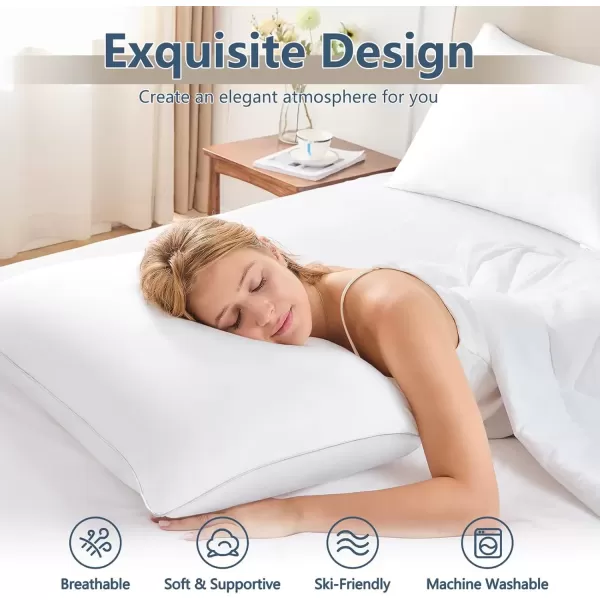imageCozyLux Pillows Queen Size Set of 2 Hotel Quality Bed Pillows for Sleeping 2 Pack Cooling Pillows for Side Back and Stomach Sleepers Down Alternative Luxury Soft Supportive Fluffy Pillows 18x28Medium
