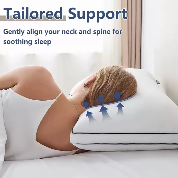 imageCozyLux Pillows Queen Size Set of 2 Soft and Supportive 3D Down Alternative Bed Pillows for Sleeping 2 Pack Luxury Hotel Quality Gusseted Bedding Pillows for Back Stomach or Side Sleepers 18x28White