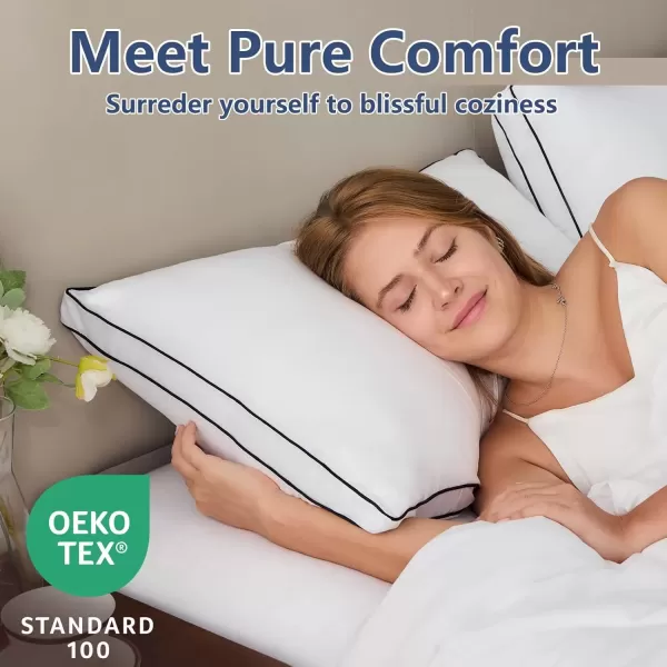 imageCozyLux Pillows Queen Size Set of 2 Soft and Supportive 3D Down Alternative Bed Pillows for Sleeping 2 Pack Luxury Hotel Quality Gusseted Bedding Pillows for Back Stomach or Side Sleepers 18x28White