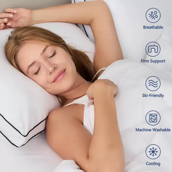 imageCozyLux Pillows Queen Size Set of 2 Soft and Supportive 3D Down Alternative Bed Pillows for Sleeping 2 Pack Luxury Hotel Quality Gusseted Bedding Pillows for Back Stomach or Side Sleepers 18x28White
