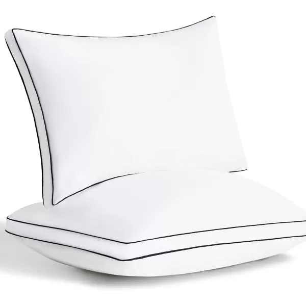 imageCozyLux Pillows Queen Size Set of 2 Soft and Supportive 3D Down Alternative Bed Pillows for Sleeping 2 Pack Luxury Hotel Quality Gusseted Bedding Pillows for Back Stomach or Side Sleepers 18x28White