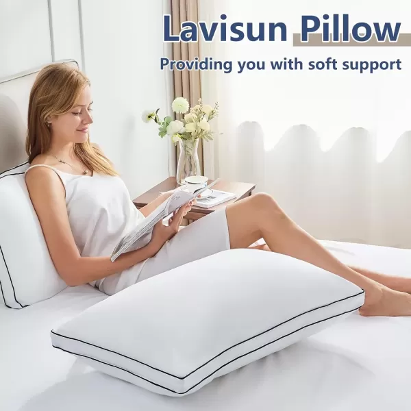 imageCozyLux Pillows Queen Size Set of 2 Soft and Supportive 3D Down Alternative Bed Pillows for Sleeping 2 Pack Luxury Hotel Quality Gusseted Bedding Pillows for Back Stomach or Side Sleepers 18x28White