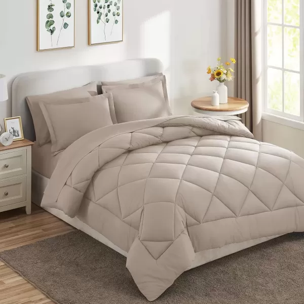 imageCozyLux Queen Bed in a Bag 7Pieces Comforter Sets with Comforter and Sheets Dark Grey All Season Bedding Sets with Comforter Pillow Shams Flat Sheet Fitted Sheet and PillowcasesLinen