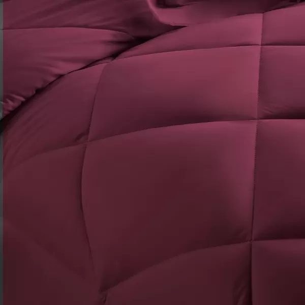 imageCozyLux Queen Bed in a Bag 7Pieces Comforter Sets with Comforter and Sheets Dark Grey All Season Bedding Sets with Comforter Pillow Shams Flat Sheet Fitted Sheet and PillowcasesBurgundy