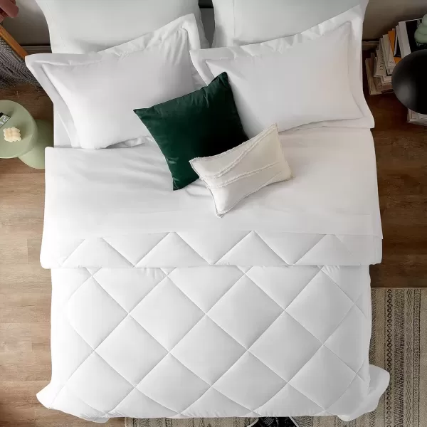 imageCozyLux Queen Bed in a Bag 7Pieces Comforter Sets with Comforter and Sheets Dark Grey All Season Bedding Sets with Comforter Pillow Shams Flat Sheet Fitted Sheet and PillowcasesWhite