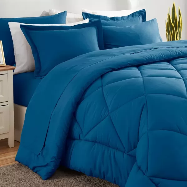 imageCozyLux Queen Bed in a Bag 7Pieces Comforter Sets with Comforter and Sheets Dark Grey All Season Bedding Sets with Comforter Pillow Shams Flat Sheet Fitted Sheet and PillowcasesTeal